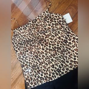 NWT Zara Leopard Silky Sleeveless Top (size small)